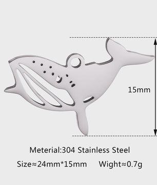 5-delige Set RVS Bedeltjes Zeeleven: Walvis, Dolfijn, Octopus, Vissenstaart & Manta Ray