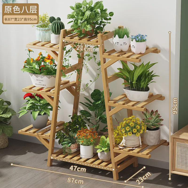 Houten Bloemenstandaard Multi-laags Balkon Plantenrek Woonkamer