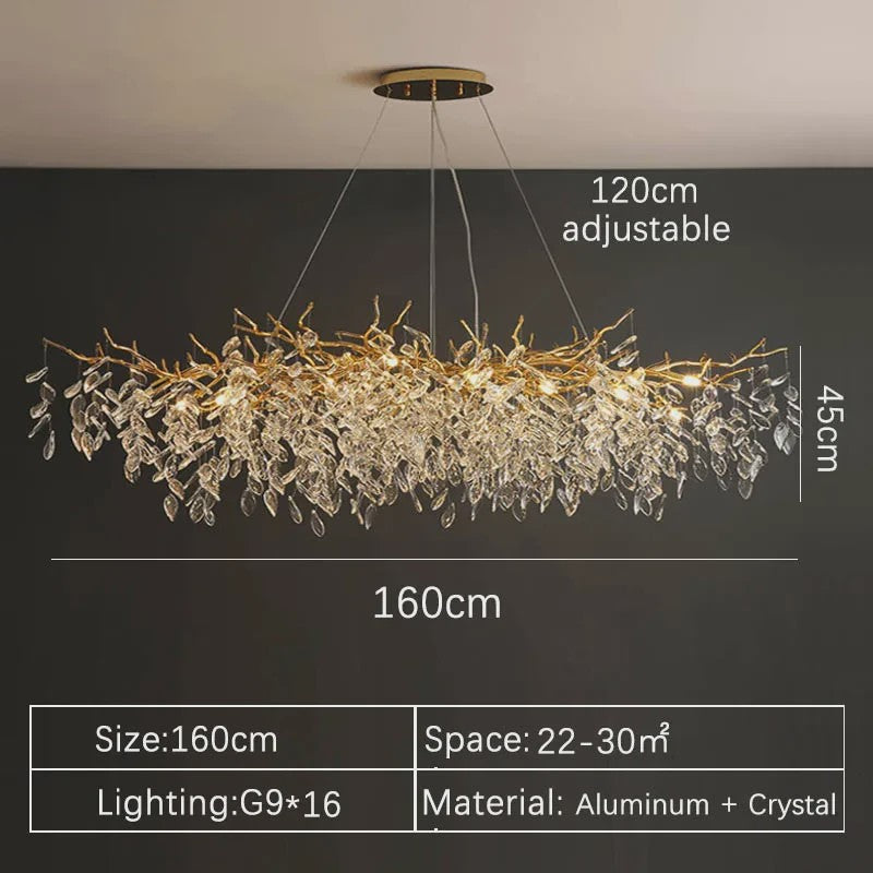 Luxe Gouden Kristallen LED Kroonluchter - Plafondlamp & Hanglamp voor Woonkamer, Eetkamer, Slaapkamer