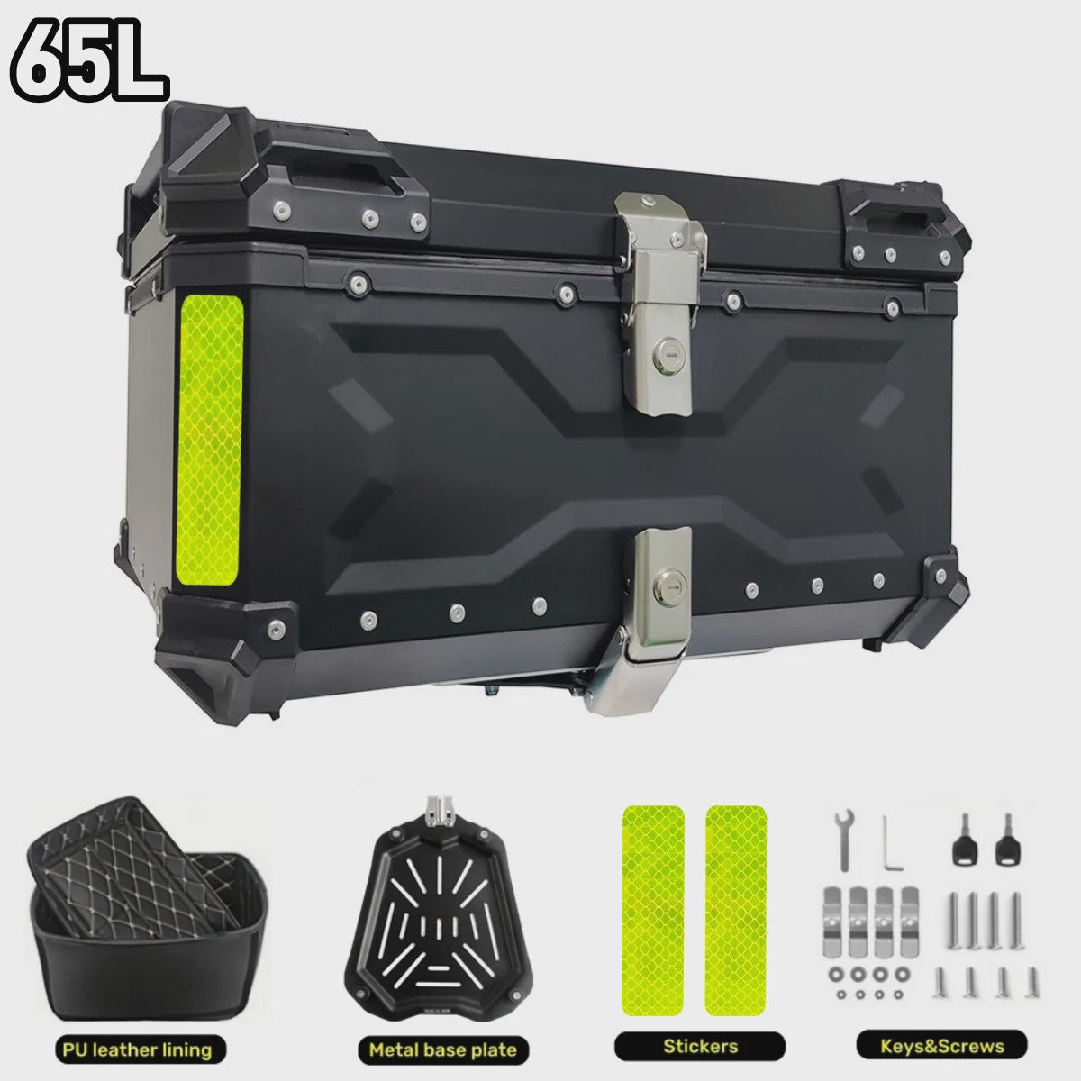 Universele Motor Topcase Aluminium Bagagekoffer - 45L/55L/65L - Quick-Lock