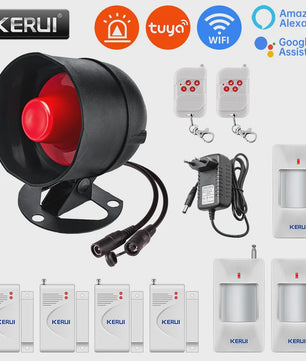 KERUI Slimme WiFi Sirene Alarm - 110dB Luide Luidspreker met Bewegings- en Deur/Raam Sensoren