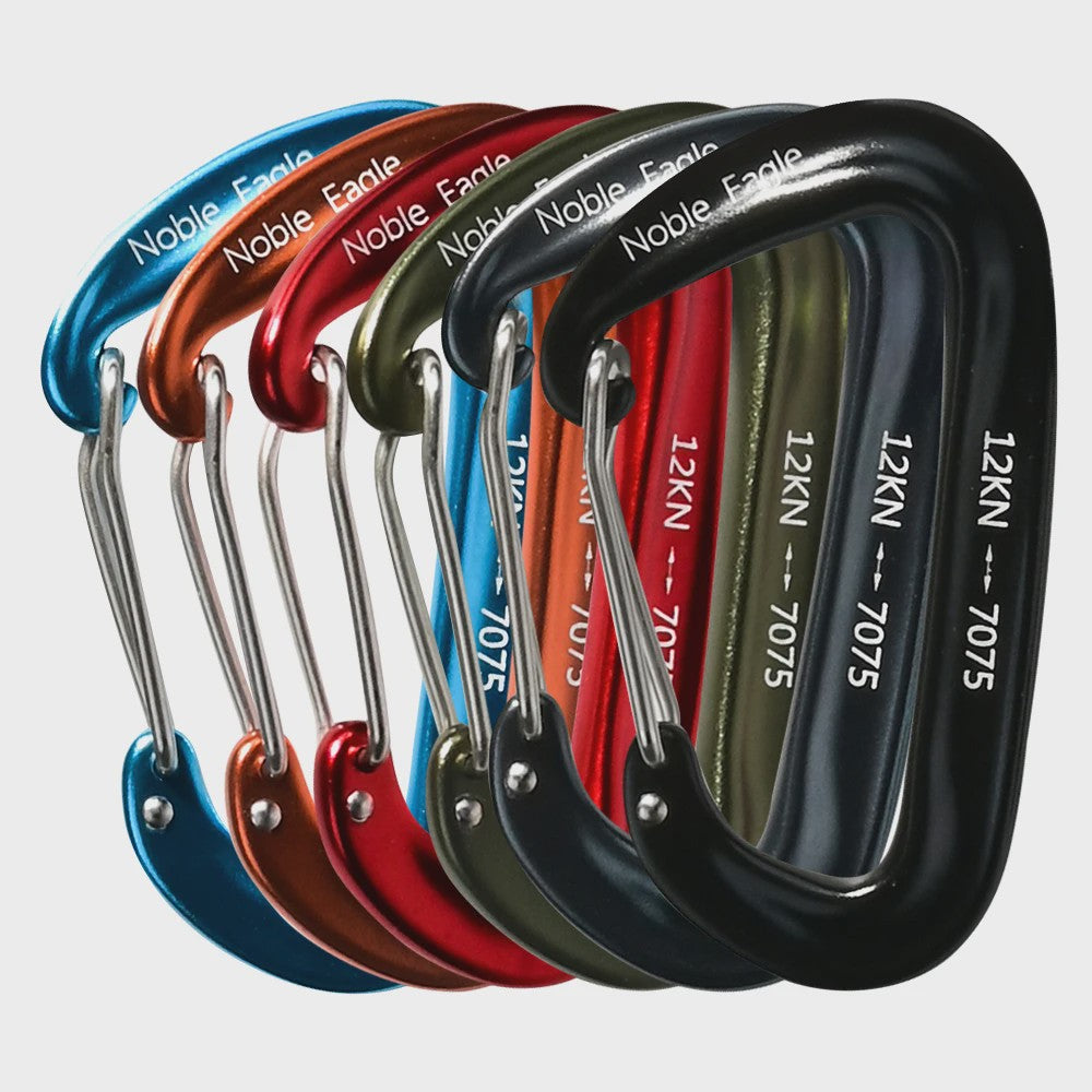 Set van 6 Karabiners 12kN D-Ring - Robuust Aluminium voor Outdoor & Klimmen