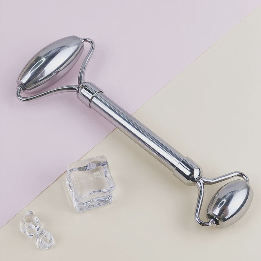 Gezichtsroller & Gua Sha Set: Luxe Roestvrij Staal & IJsroller voor Huidverzorging