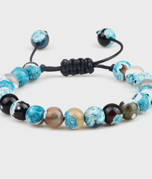 Verstelbare Natuursteen Armband - 8mm Agate & Onyx Kralen voor Mannen en Vrouwen