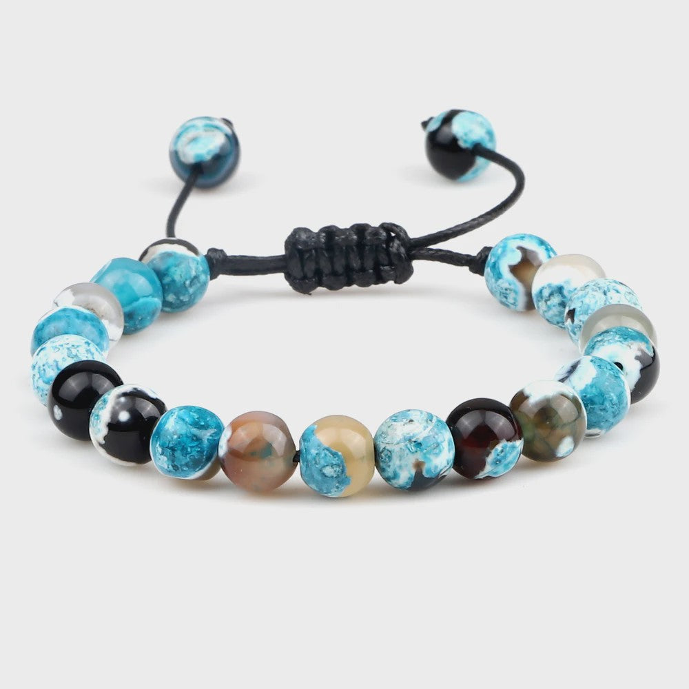 Verstelbare Natuursteen Armband - 8mm Agate & Onyx Kralen voor Mannen en Vrouwen