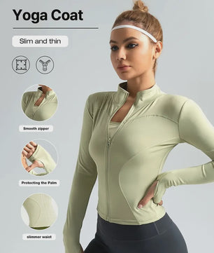 Dames Fitness Jack | Sneldrogend & Zonwerend | Lange Mouwen | Standkraag | Yoga & Sport