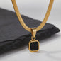 Vnox Heren Ketting met Geometrische Vierkante Natuursteen Hanger - Goud/Zilver Kleur Roestvrij Staal Blade Ketting