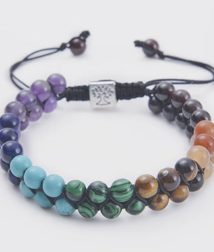 7 Chakra Dubbellaags Edelsteen Armband - Yoga, Meditatie & Helende Kristallen