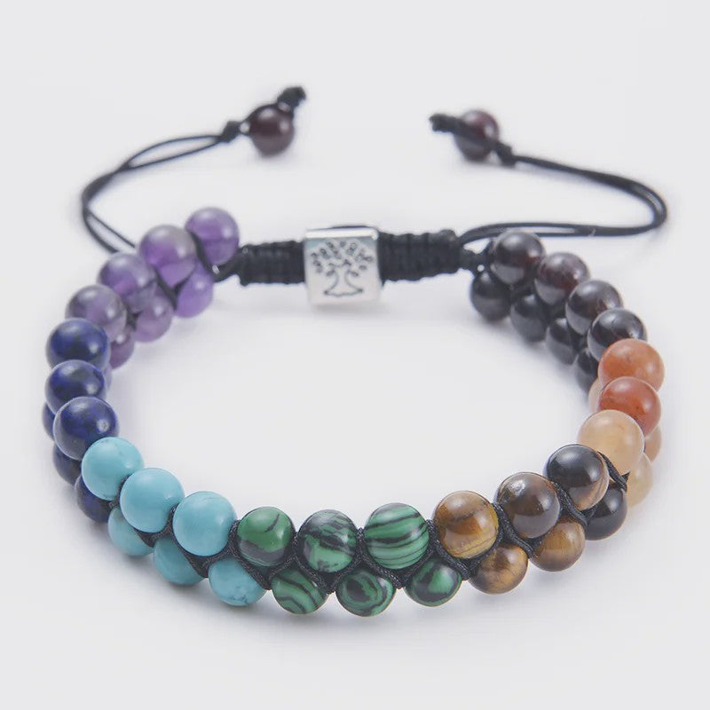 7 Chakra Dubbellaags Edelsteen Armband - Yoga, Meditatie & Helende Kristallen