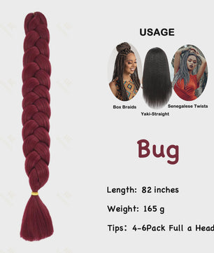 Jumbo Braiding Hair Extensions - 82 inch Synthetisch Vlecht Haar voor Box Braids & Twist