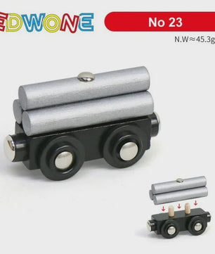 Houten Magneet Treinwagon Set - Uitbreidbaar en Compatibel met Houten Spoorsystemen