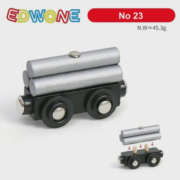 Houten Magneet Treinwagon Set - Uitbreidbaar en Compatibel met Houten Spoorsystemen