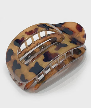 Moderne Ovalen Haarklem met Luipaardprint - Stijlvolle Acryl Haarclip voor Dames