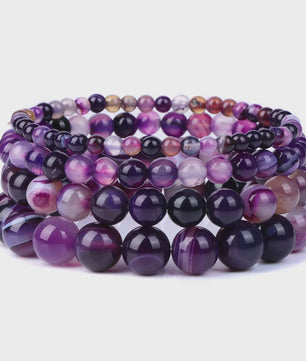 Handgemaakte Natuursteen Armbanden - Onyx & Agate Kralen - Yoga & Reiki Energie - Unisex 19cm