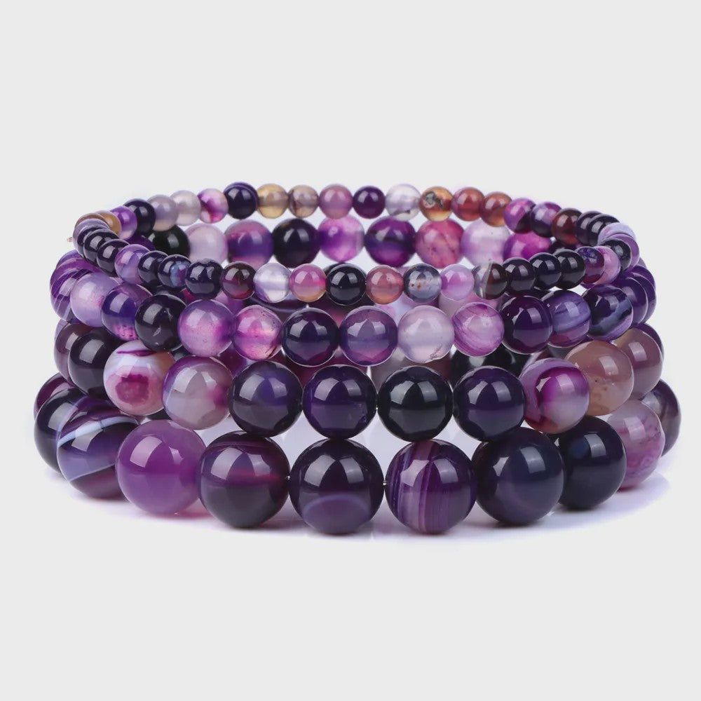 Handgemaakte Natuursteen Armbanden - Onyx & Agate Kralen - Yoga & Reiki Energie - Unisex 19cm