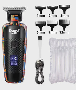 Kemei Oplaadbare Elektrische Tondeuse met Graffiti Design - Professionele Baardtrimmer & Scheerapparaat
