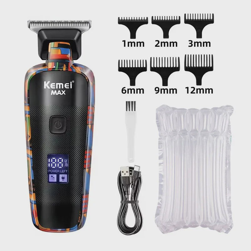 Kemei Oplaadbare Elektrische Tondeuse met Graffiti Design - Professionele Baardtrimmer & Scheerapparaat