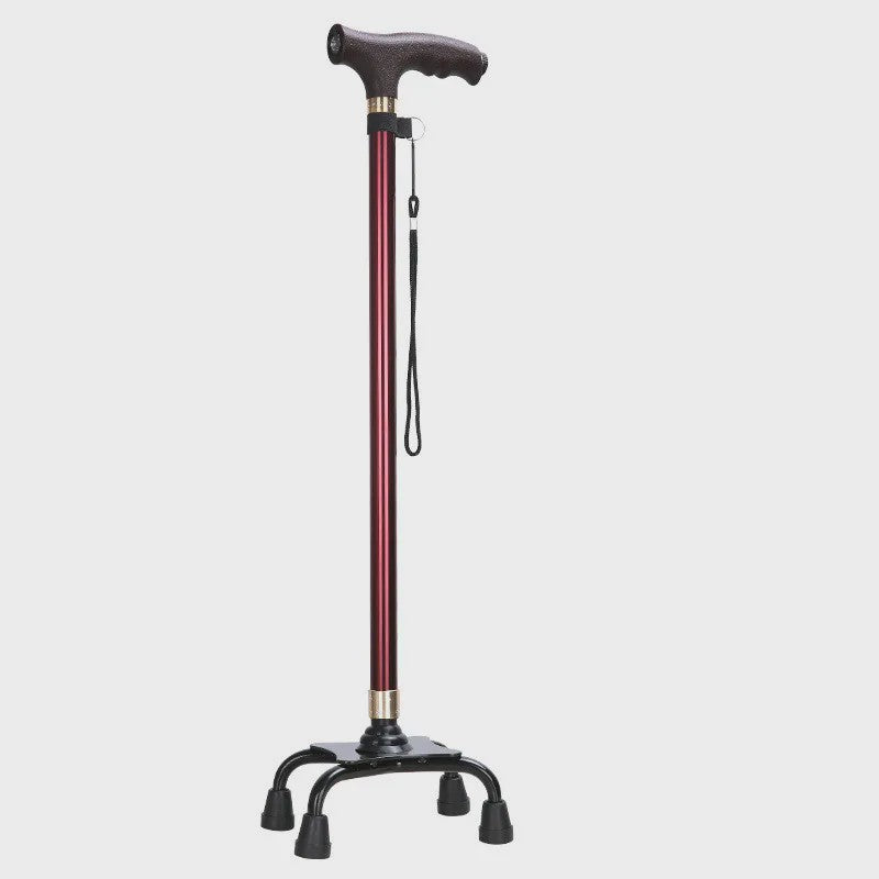 Verstelbare Aluminium Wandelstok met LED-lamp en Anti-slip Vierpoot