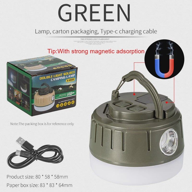 Draagbare LED Camping Lantaarn met Haak & Magneet - Noodverlichting & Powerbank