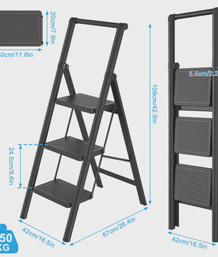 Opvouwbare Steekladder met Optionele Handgreep - 2/3/4 Treden, 250kg Belastbaar