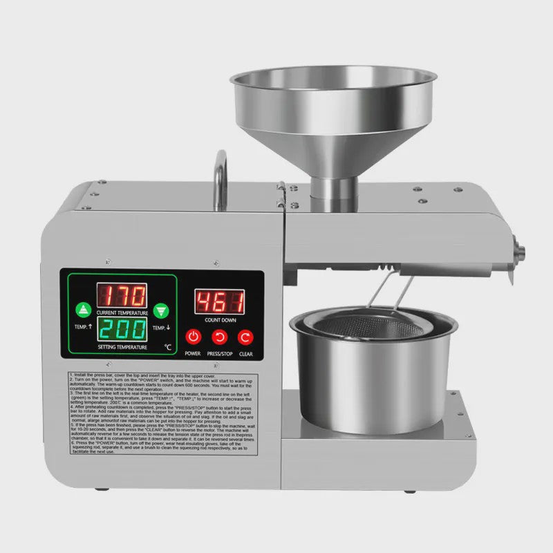 Automatische Oliepers Machine - Koud & Warm Persen voor Huishoudelijk Gebruik