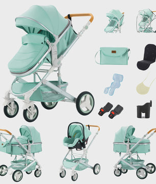 3-in-1 Multifunctionele Kinderwagen - Lichtgewicht en Compact met Babyzitje en Reiswieg