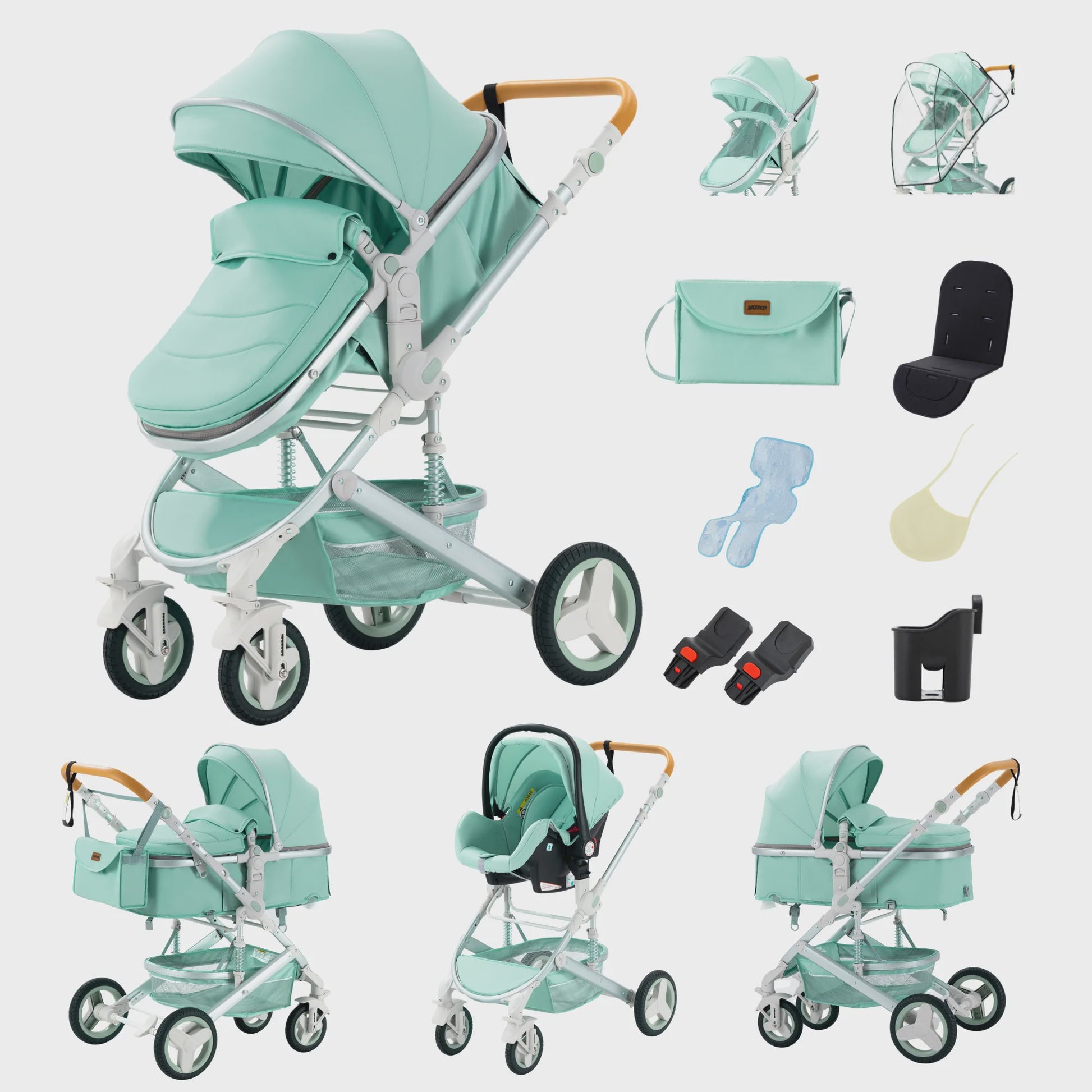 3-in-1 Multifunctionele Kinderwagen - Lichtgewicht en Compact met Babyzitje en Reiswieg