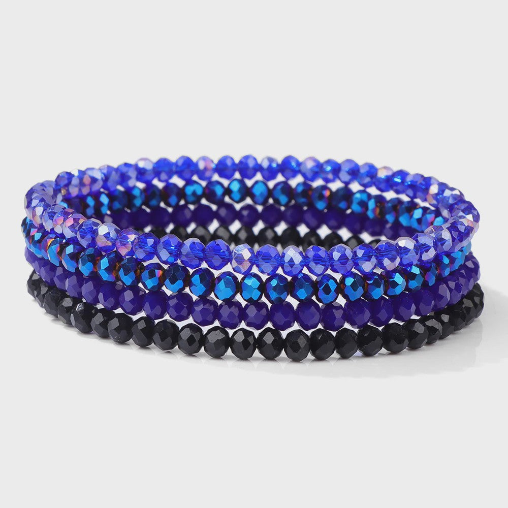 Set van 4 Kristallen Kralen Armbanden - Kleurrijk & Elegant