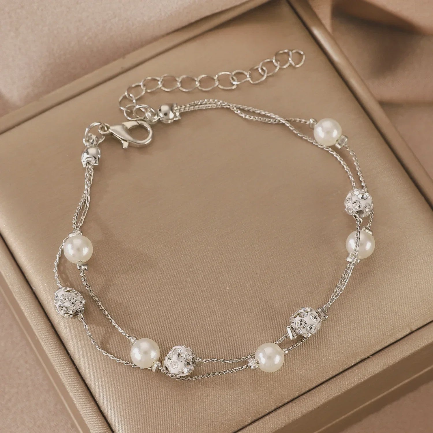 Set van 4 Luxe Armbanden met Groene Edelstenen en Strass - Stijlvolle Sieraden voor Dames