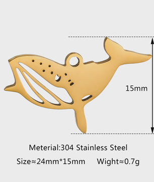 5-delige Set RVS Bedeltjes Zeeleven: Walvis, Dolfijn, Octopus, Vissenstaart & Manta Ray