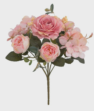 Retro Zijden Bloemenboeket: Vintage Rozen, Hortensia & Pioen voor Bruid & Decoratie