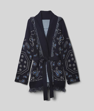 Gebreide Dames Cardigan met Patchwork Print, V-hals en Franjes - Stijlvolle Herfstjas
