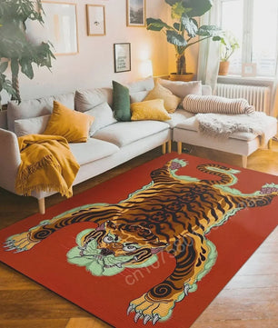 Bohemian Tibetaanse Tijger Vloerkleed - Antislip Decoratief Kleed voor Woonkamer & Slaapkamer