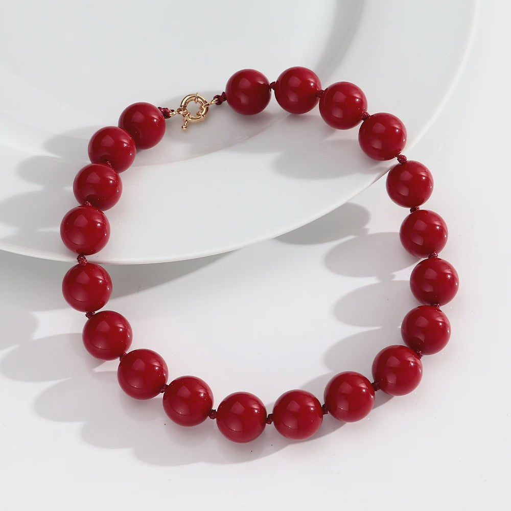 Handgemaakte Retro Acryl Ketting met Grote Kleurrijke Kralen - Statement Choker