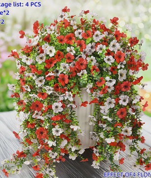 4x Kunst Hangplant - Realistische Nepbloemen met Kleurrijke Bloemen voor Binnen & Buiten Zomer Decoratie