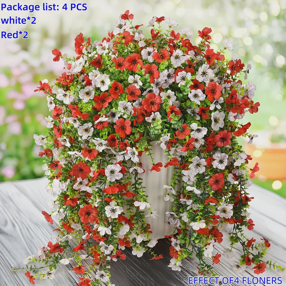 4x Kunst Hangplant - Realistische Nepbloemen met Kleurrijke Bloemen voor Binnen & Buiten Zomer Decoratie