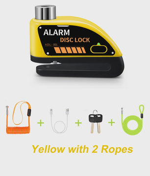 Schijfrem slot met 120dB alarm, oplaadbaar en waterdicht voor motor, fiets en scooter