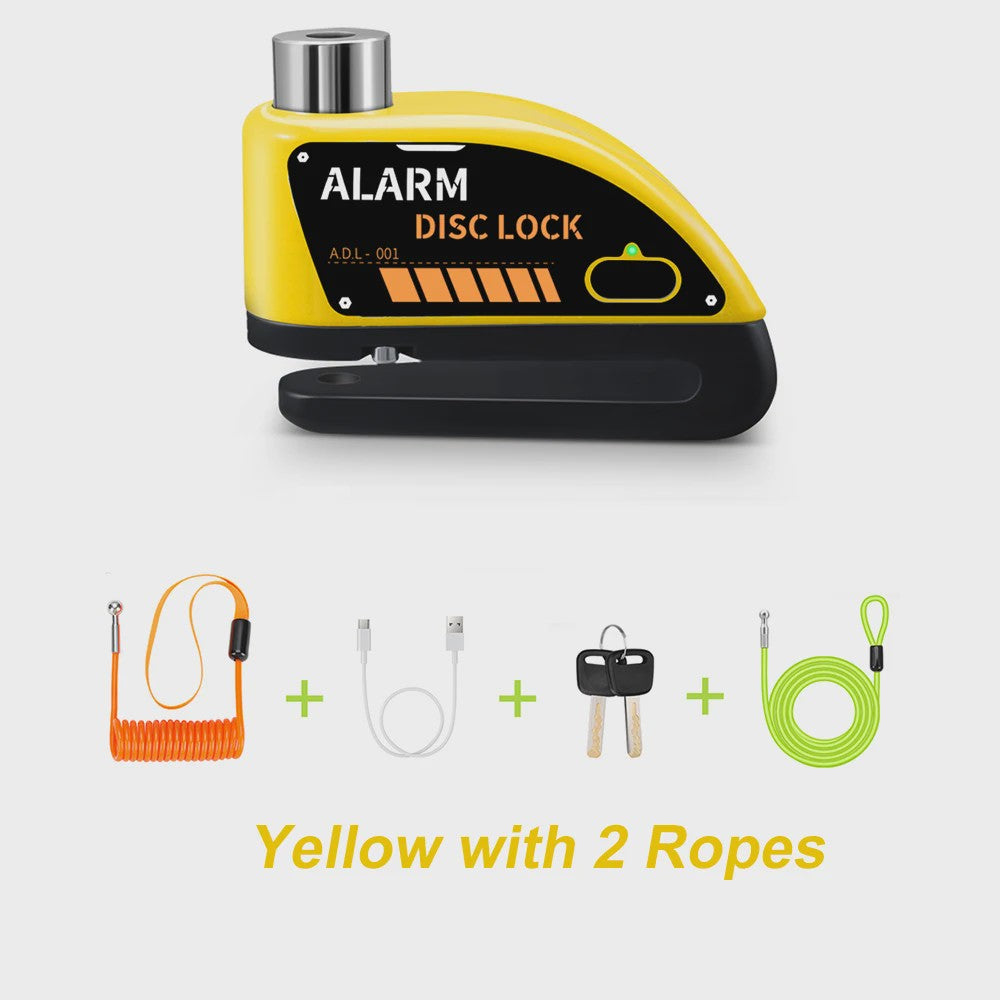 Schijfrem slot met 120dB alarm, oplaadbaar en waterdicht voor motor, fiets en scooter