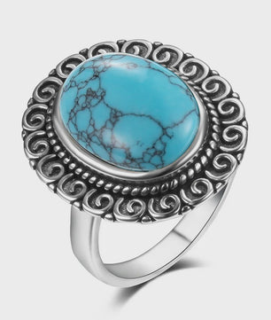 S925 Zilveren Ring met Ovaal Natuurlijke Turkoois - Fijne Sieraden voor Dames en Heren