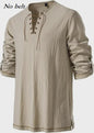 Heren Middeleeuwse Tuniek met Vetersluiting - Renaissance, Viking & Piraat Kostuum Shirt