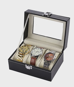 Luxe PU Leder Horlogedoos met Glazen Deksel - Diverse Vakverdelingen (2-12 Girds)