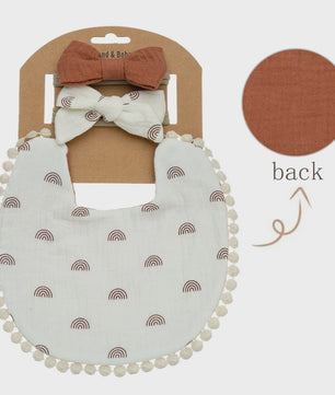 Babyset: 3x Babyluiers met Strik Haarbandjes - Bloemenprint & Pompons