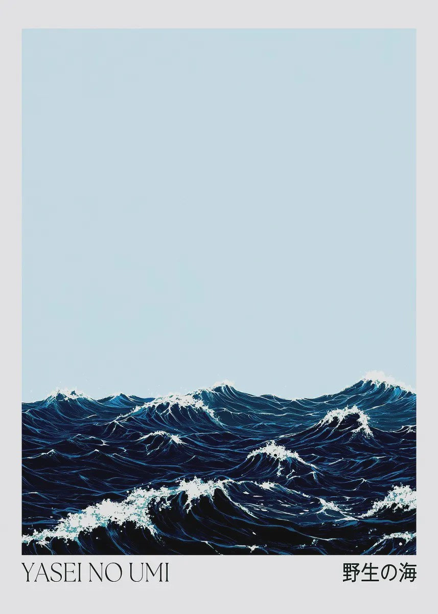 Abstracte Blauwe Golven Canvas Poster - Japandi Zen Stijl Wanddecoratie