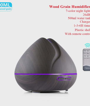 Aroma Diffuser met Houtnerf Design, 7 Kleuren LED en Afstandsbediening