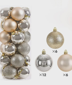 24x Kerstballen Set - 3/4/6cm - Multicolor & Glitter - Kerstboom Decoratie