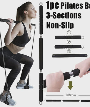 Fitness Bar met Weerstandsbanden: Complete Set voor Thuis & Pilates/Yoga Training