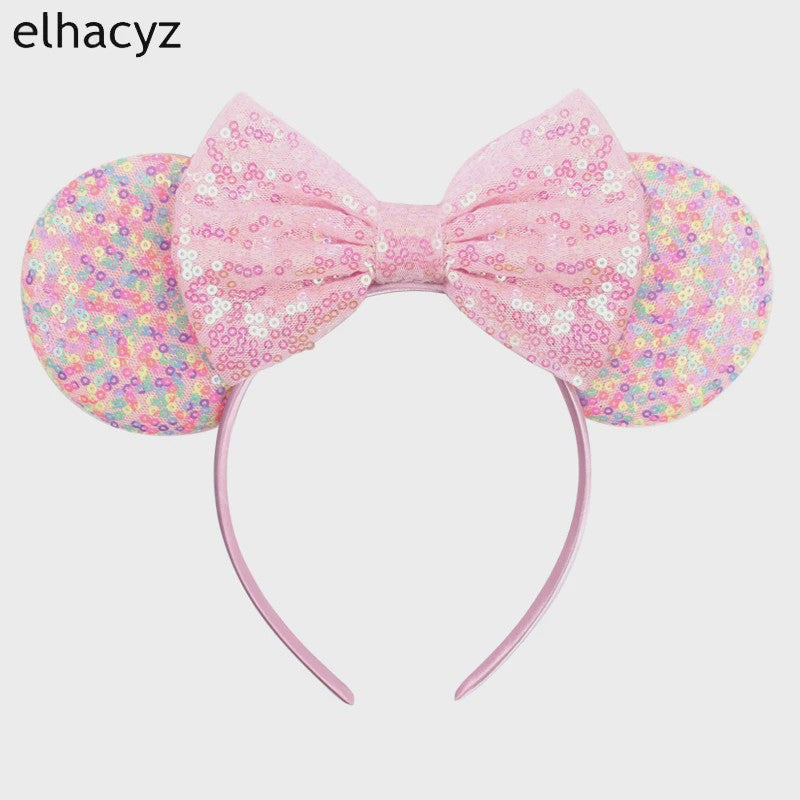 Chique Sequin Mickey Oortjes Diadeem met Strik - Feestelijk Haaraccessoire voor Kinderen & Dames