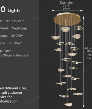 Luxe Glazen Trappenhuis Hanglamp - Moderne Lange Plafondlamp met Meerdere Pendels