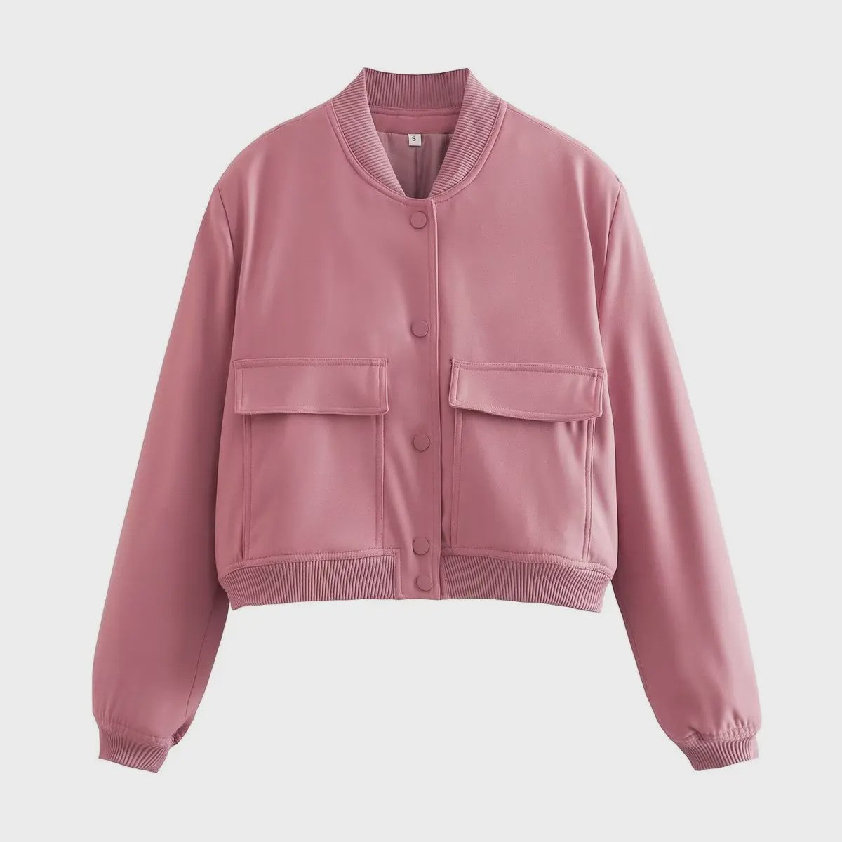Dames Bomberjack met V-hals, Lange Mouwen en Zakken - Stijlvolle Casual Outfits