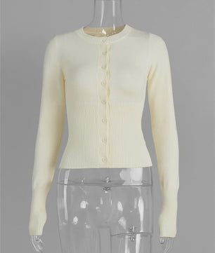 Dames Gebreide Cardigan met Lange Mouwen - Slim Fit & Elegant